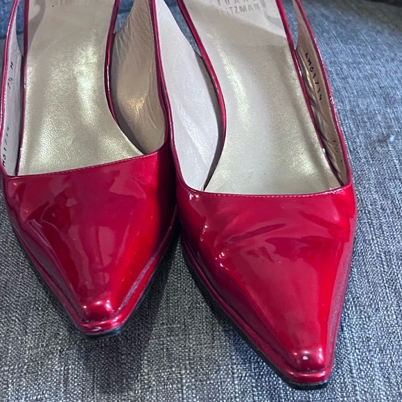 Stuart Weitzman Glossy Red Slingback Heels - Picture 6 of 16